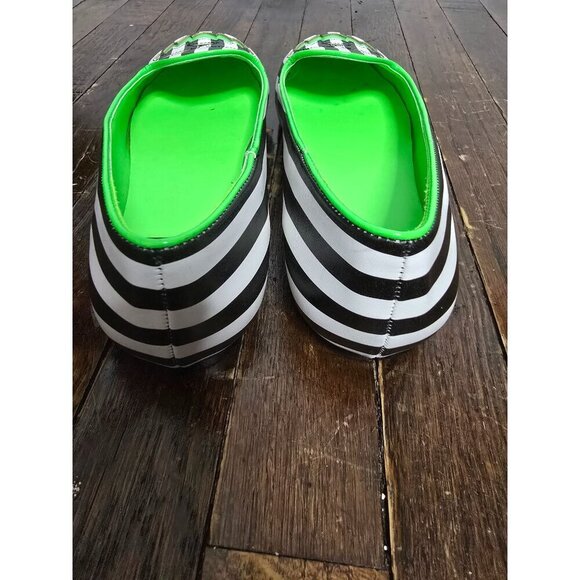 Strange Cvlt Scary Jack Halloween Flats Neon Green Striped Beetlejuice  sz 7 - Picture 6 of 11
